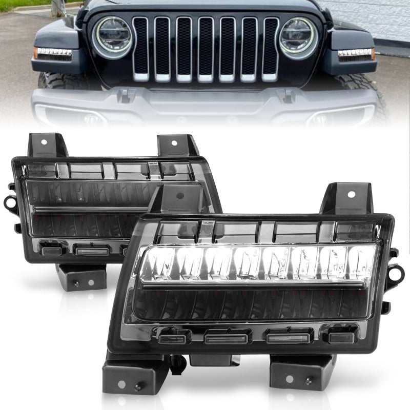 ANZO Full LED Sequential Fender Lights, Smoke Lens - 2018-2025 Jeep Wrangler (For Sport, Sport S model halogen fender lights) - ANZO part 511085