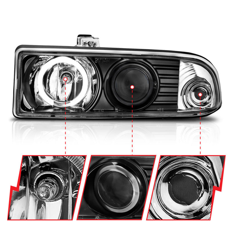 ANZO LED Projector Halo Headlights, Black - 1998-2004 Chevy S-10 & S-10 Blazer - ANZO part 111015 view 4