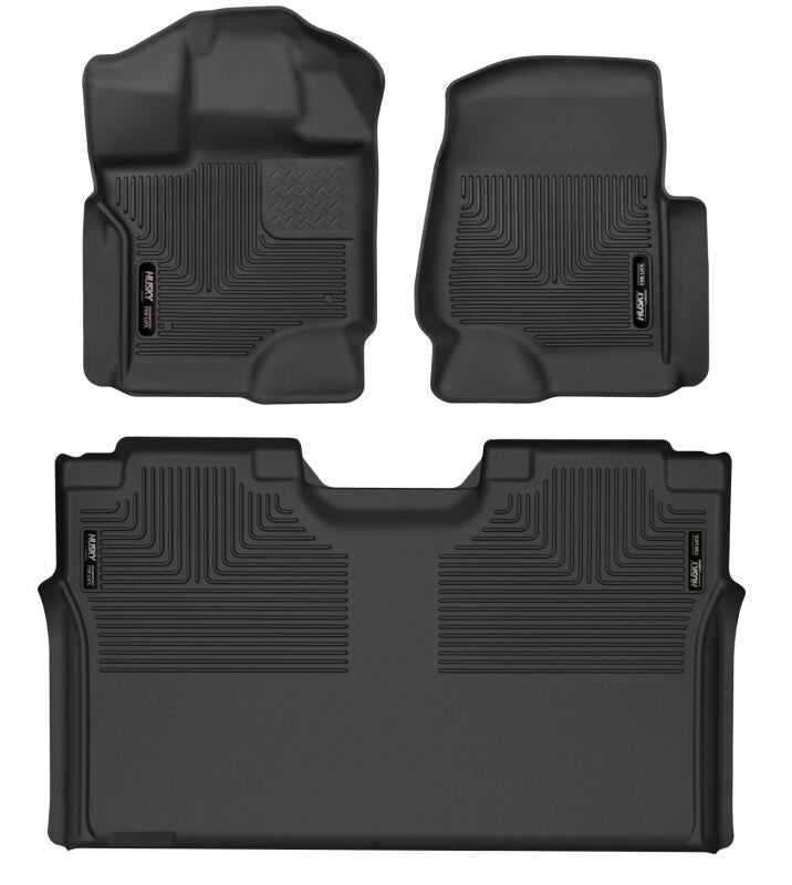 Husky Liners X-act Contour Floor Liners - Ford F-150 - 15-23 Ford F-150 SuperCrew Cab X-Act Contour Front & 2nd Row Seat Floor Liners - Black (part 53498)