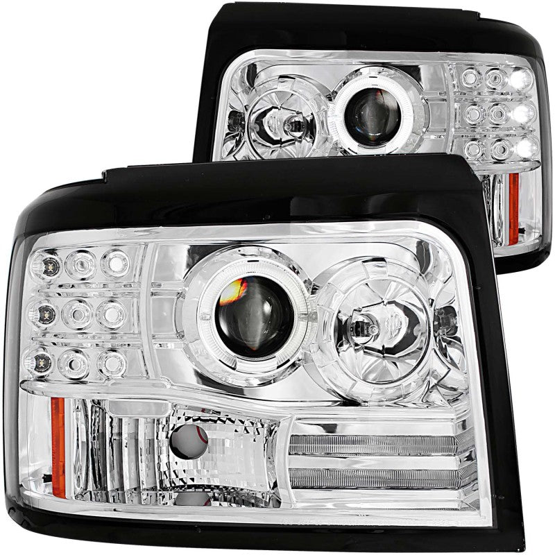 ANZO LED Projector Halo Headlights, Chrome - 1992-1996 Ford F-150 & Bronco, 1992-1998 Ford F-250/F-350 - ANZO part 111183