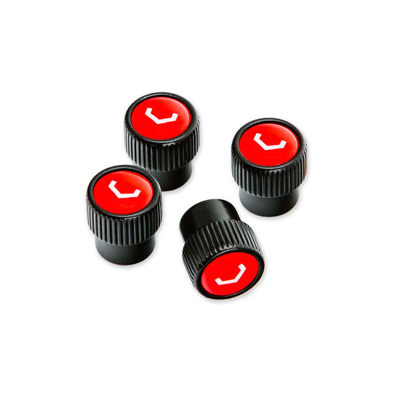 Vossen Classic V Valve Stem Cap Set - Black/Red - ST-Valve-Stem Cap-1