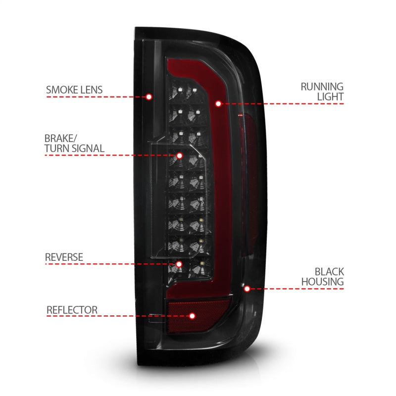 ANZO Full LED Light Bar Tail Lights, Black Housing, Smoke Lens - 2015-2022 Chevy Colorado - ANZO part 311433 view 3