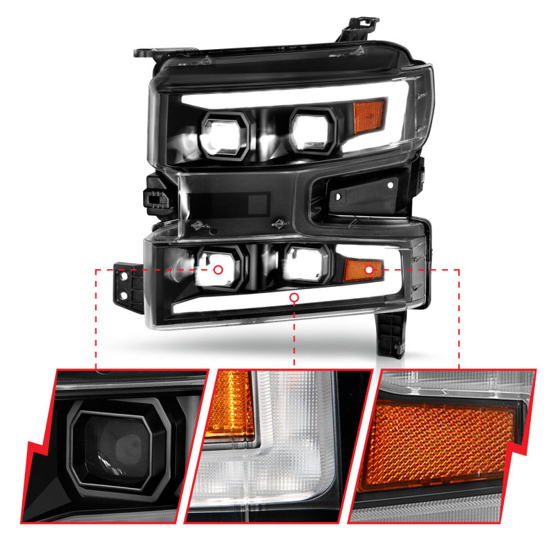 ANZO LED Projector Light Bar Switchback Sequential Headlights (Passenger Side), Black - 2019-2022 Chevy Silverado 1500 - ANZO part 111566-R view 4
