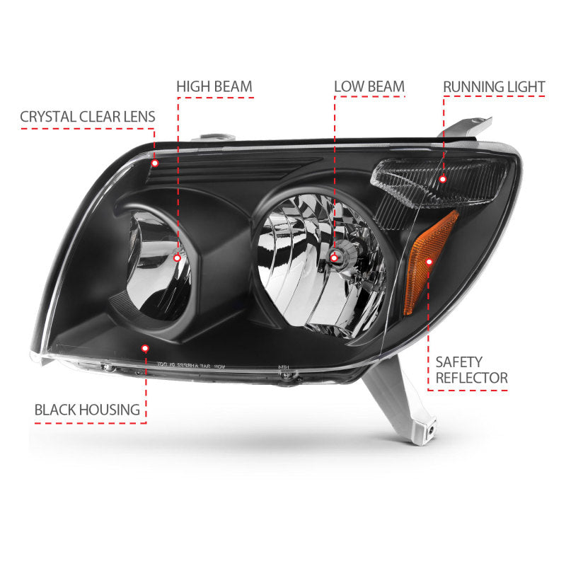 ANZO Crystal Headlights, Black - 2003-2005 Toyota 4Runner - ANZO part 111394 view 5