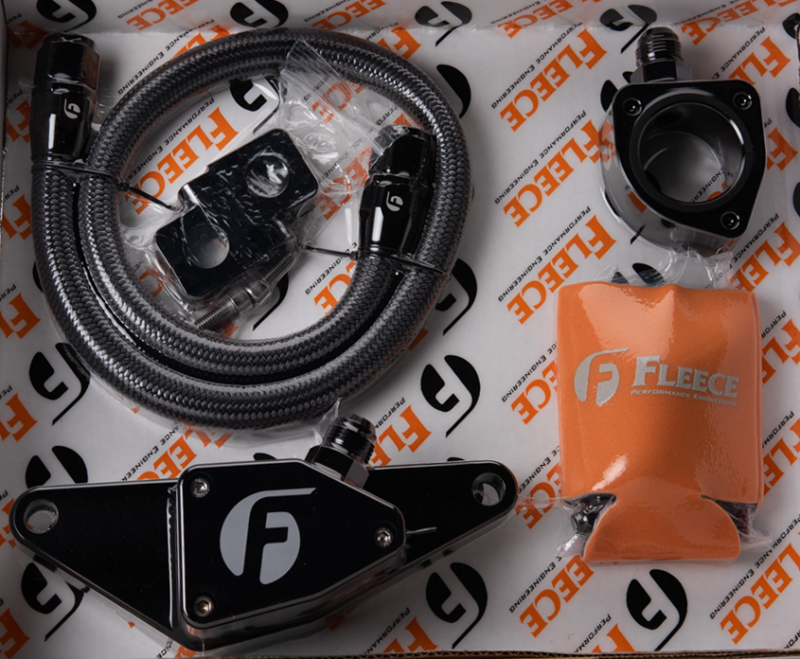 Fleece Performance Coolant Bypass Kit with Stainless Braided Line (Manual Transmission) - 2003-2007 Dodge Ram 2500/3500 5.9L Cummins (Manual) - Fleece part FPE-CLNTBYPS-CUMMINS-MAN-SS view 7