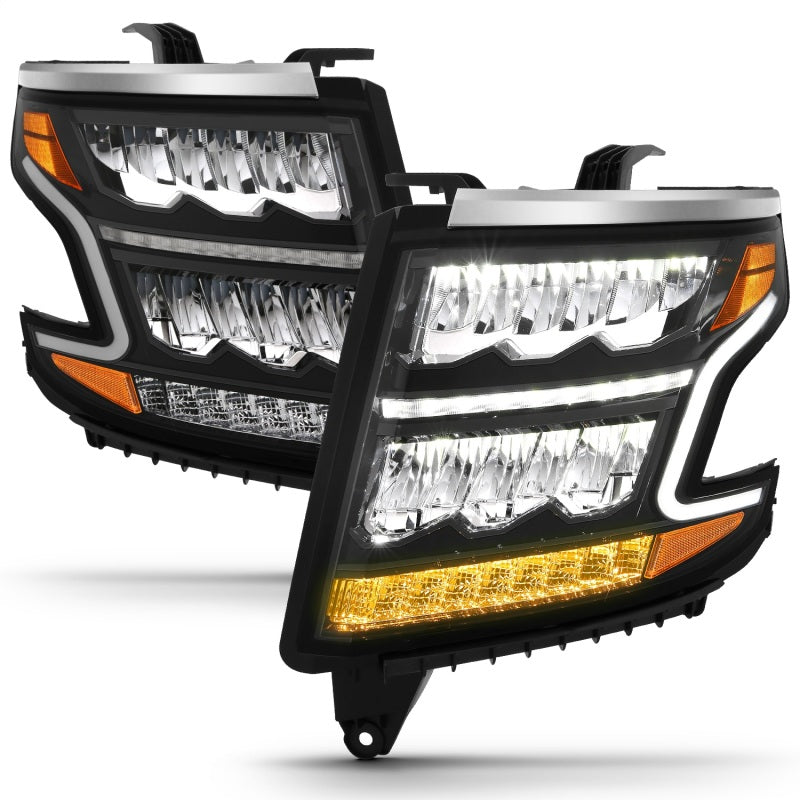 ANZO LED Crystal Plank Style Sequential Headlights, Black - 2015-2020 Chevy Tahoe & Suburban - ANZO part 111478 view 7