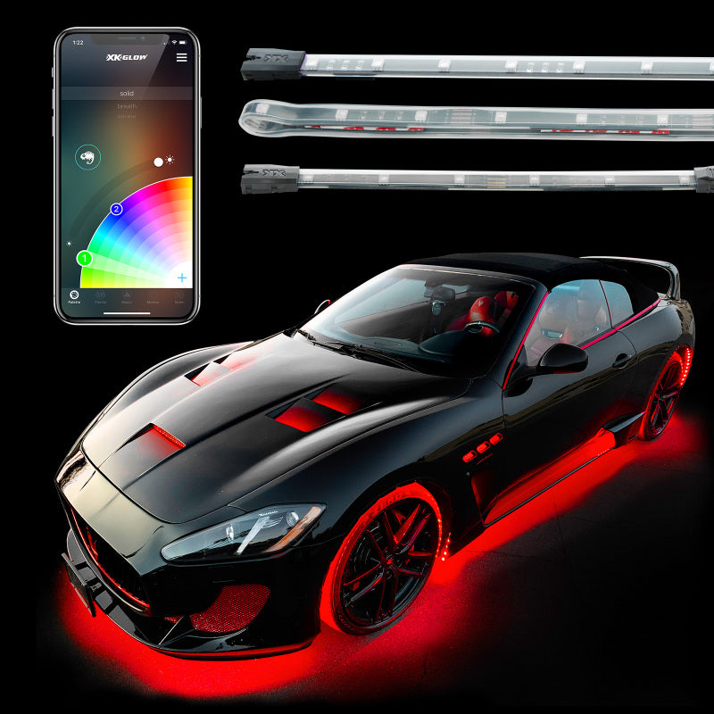 XKGLOW Slim Tube Million Color XCHROME Smartphone App Controlled Undercar Kit 8x24In - KS-Car-Standard