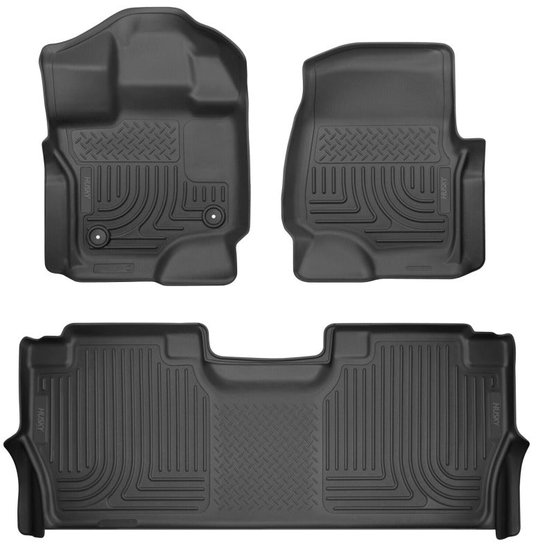 Husky Liners WeatherBeater Floor Liners - Ford F-150 - 21-24 Ford F-150 SuperCrew Weatherbeater Black Front & 2nd Seat Floor Liners (part 94121)
