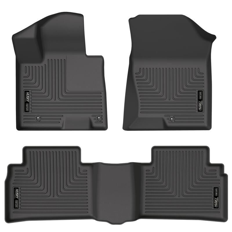 Husky Liners WeatherBeater Floor Liners - Hyundai, Kia & Genesis - 2022 Hyundai Tucson Excl. Hybrid Weatherbeater Black Front & 2nd Seat Floor Liners (part 95781)