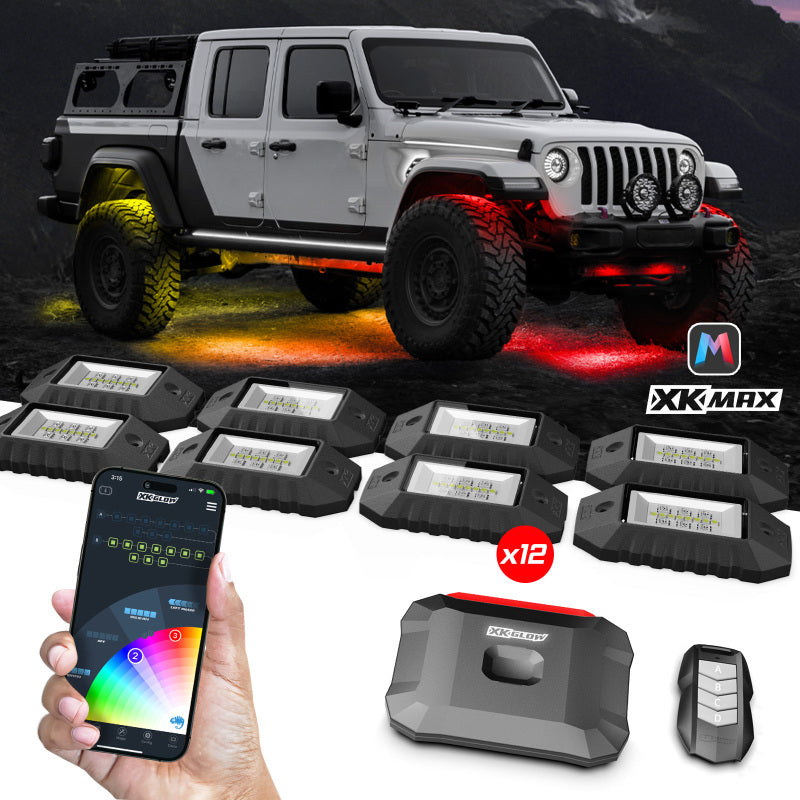 XKGLOW RGBW 12pc Addressable LED Rock Light Kit - mx-rock-pro