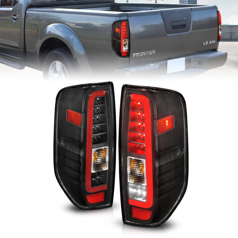 ANZO LED C-Bar Tail Lights, Black Housing, Clear Lens - 2005-2021 Nissan Frontier - ANZO part 311443