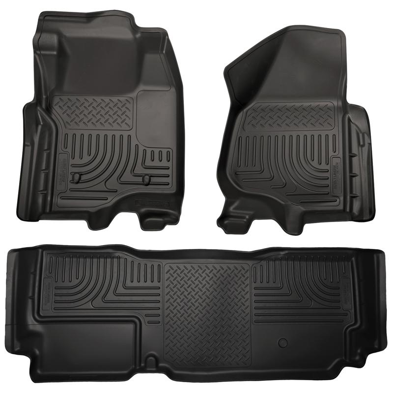 Husky Liners WeatherBeater Floor Liners - Ram 2500/3500, Ford Super Duty & GM 2500HD/3500HD - 2012.5 Ford SD Super Cab WeatherBeater Combo Black Floor Liners (w/o Manual Trans Case) (part 99721)