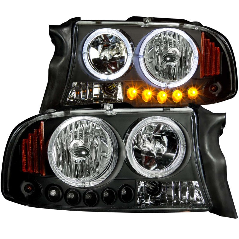 ANZO Crystal Halo Headlights, Black - 1997-2004 Dodge Dakota, 1998-2003 Dodge Durango - ANZO part 111194