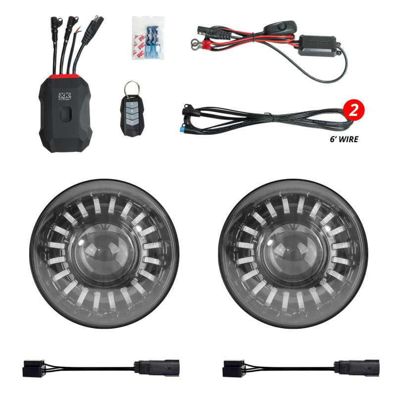 XKGLOW 07-18 Jeep Wrangler JK 7in Headlight XKmax RGBW LED 2pc XKchrome Bluetooth App Cntl Kit - MX-7IN-JP-KIT - view 2