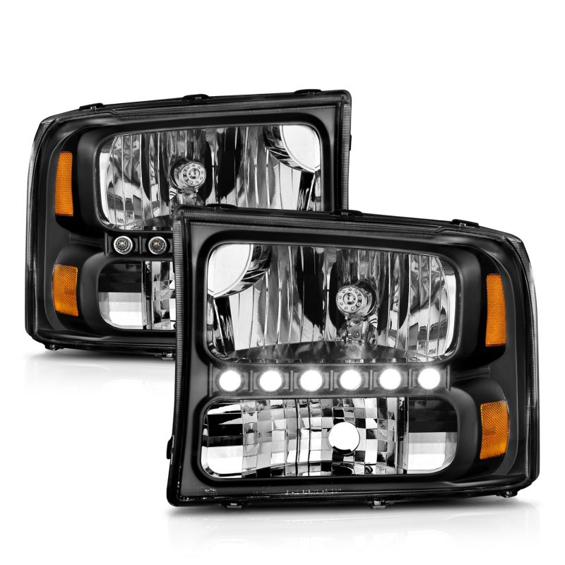ANZO Crystal Headlights, Black - 2000-2004 Ford Excursion, 1999-2004 Ford F-250/F-350 - ANZO part 111106 view 3