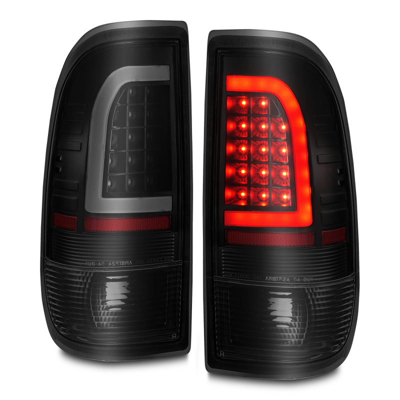 ANZO LED C-Bar Tail Lights, Black Housing, Smoke Lens - 1997-2003 Ford F-150, 1997-2007 Ford F-250, 1999-2007 Ford F-350 - ANZO part 311378 view 2