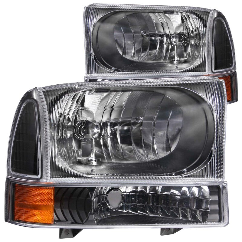 ANZO Crystal Headlights w/ Corner Lights, Black - 2000-2004 Ford Excursion, 1999-2004 Ford F-250/F-350 - ANZO part 111080 view 2