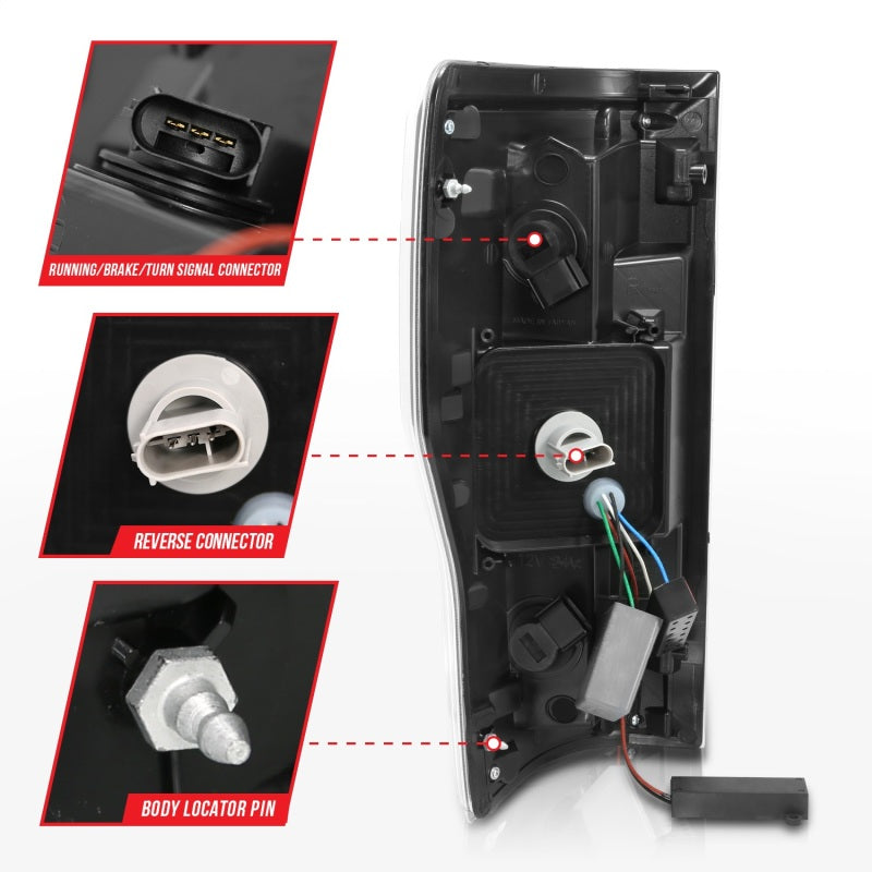 ANZO LED Light Bar Tail Lights, Black Housing, Smoke Lens - 2017-2019 Ford F-250/F-350/F-450/F-550 - ANZO part 311288 view 6