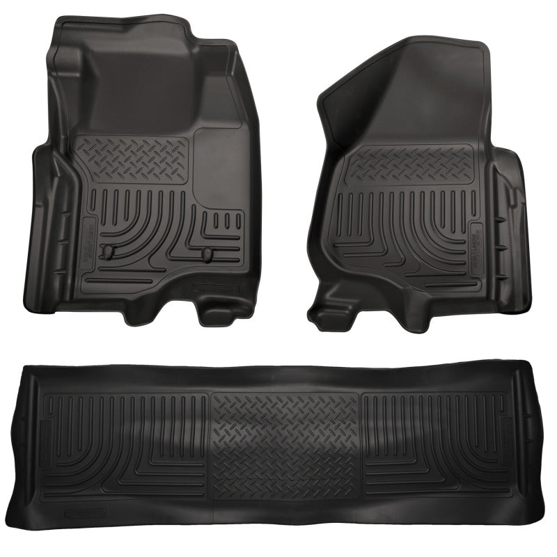 Husky Liners WeatherBeater Floor Liners - Ram 2500/3500, Ford Super Duty & GM 2500HD/3500HD - 11-12 Ford SD Crew Cab WeatherBeater Combo Black Floor Liners (w/o Manual Trans Case) (part 98711)