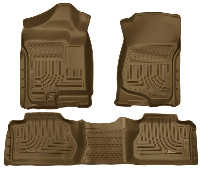 Husky Liners WeatherBeater Floor Liners - Chevy Tahoe/Suburban, GMC Yukon & Cadillac Escalade - 07-13 GM Escalade ESV/Avalanche/Suburban WeatherBeater Tan Front/2nd Row Floor Liners (part 98263)