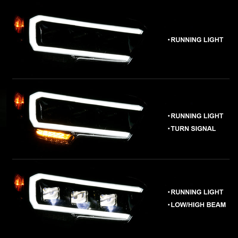 ANZO LED Projector Plank Style Headlights, Black - 2016-2018 Toyota Tacoma - ANZO part 111496 view 5