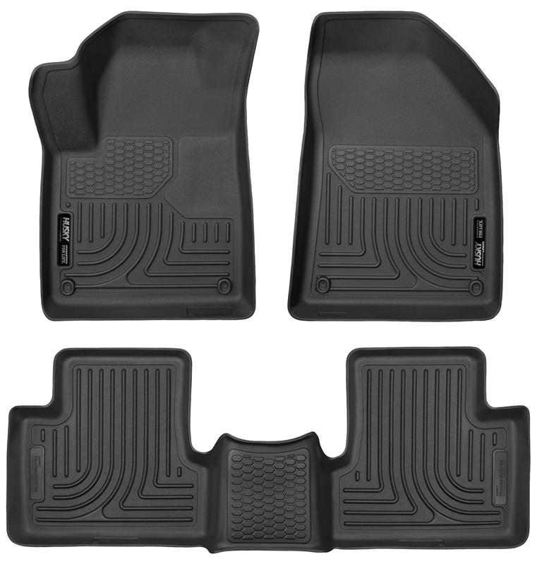 Husky Liners WeatherBeater Floor Liners - Jeep, Dodge, Ram & Chrysler - 15-22 Jeep Cherokee WeatherBeater Combo Black Floor Liners (part 99091)