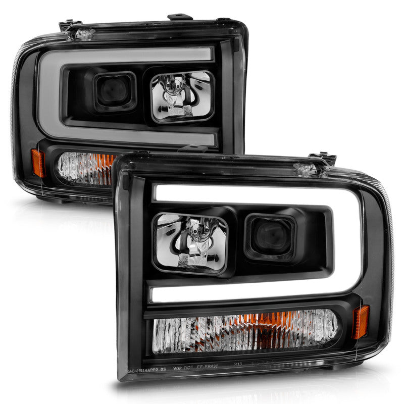 ANZO Projector Plank Style Headlights, Black - 2005-2007 Ford F-250/F-350/F-450/F-550, 2005 Ford Excursion - ANZO part 111551 view 2