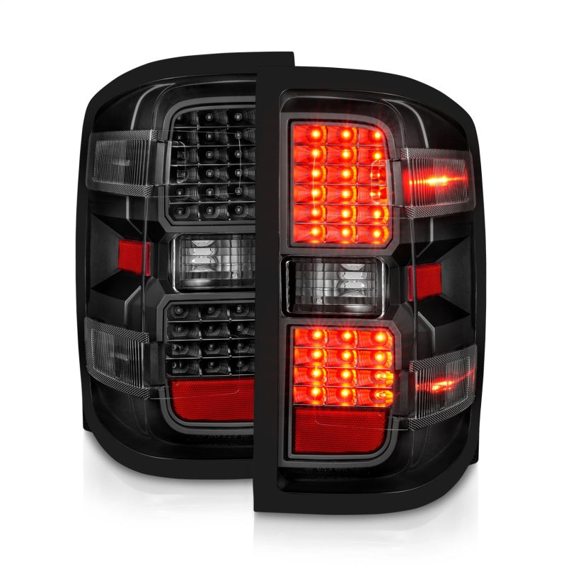 ANZO LED Tail Lights, Black Housing, Clear Lens - 2014-2018 Chevy Silverado 1500, 2015-2019 Chevy Silverado 2500HD/3500HD, 2015-2019 GMC Sierra 2500HD/3500HD (Not for OE factory LED models) - ANZO part 311423 view 2