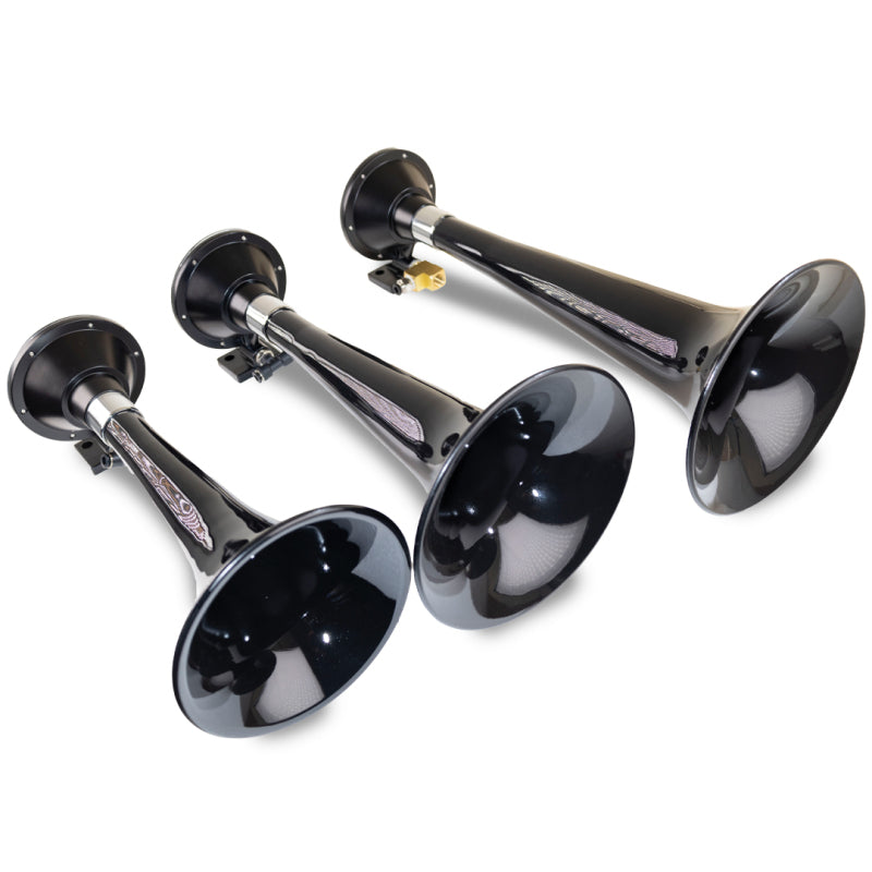Kleinn Black Triple Horn/ 15in/13in/11in - High Impact ABS Trumpet/ Zinc Alloy Base - 230 - view 2