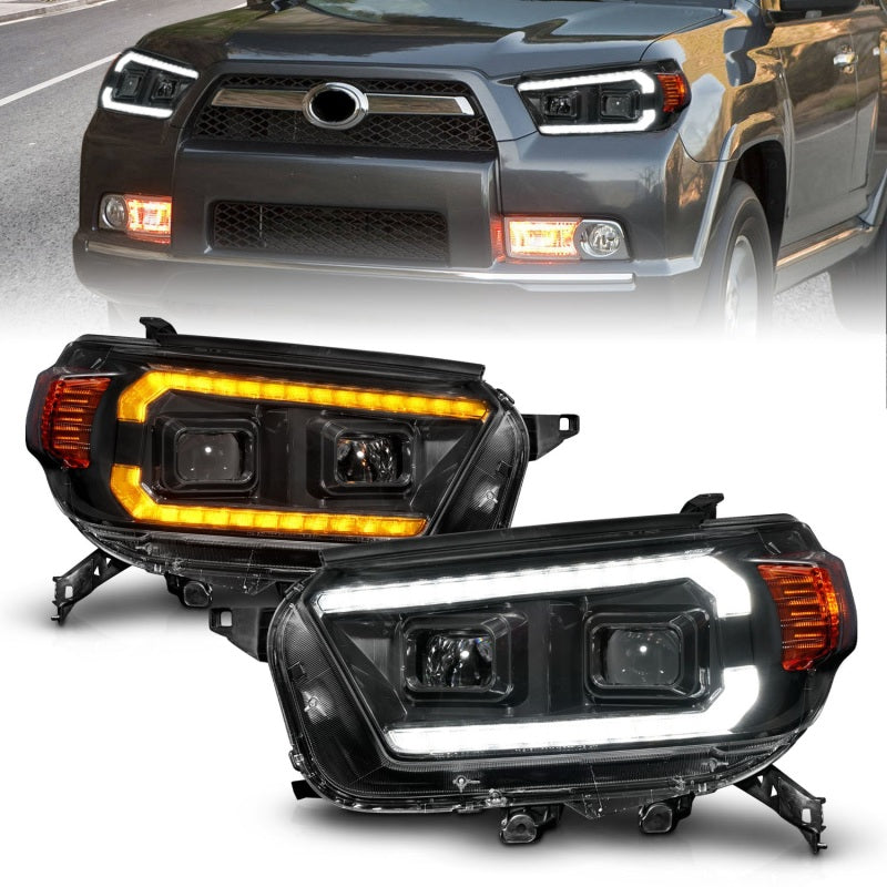 ANZO Projector Plank Style Sequential Headlights w/ DRL, Black - 2010-2013 Toyota 4Runner - ANZO part 111602