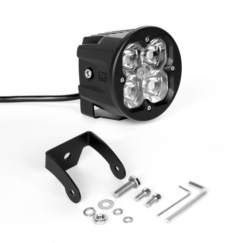 XKGLOW Round XKchrome 20w LED Cube Light w/ RGB Accent Light - Spot Beam w/Fog Light Bracket - XK065003-S