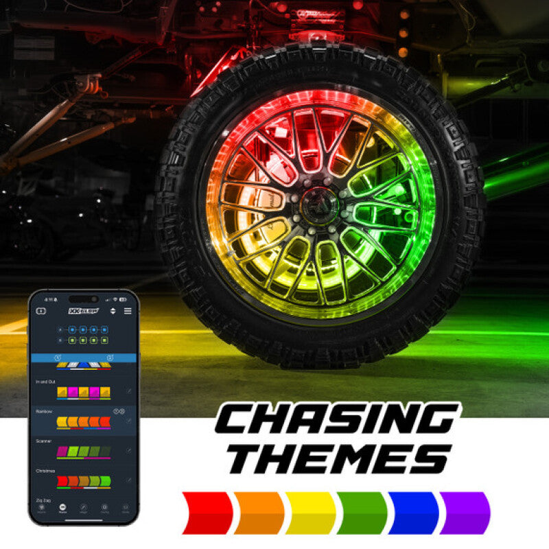 XKGLOW XKmax 16.5in LED Ultra 3-Row Wheel Ring Light Kit w/ RGBW Color Chasing - MX-WHEEL-KITB