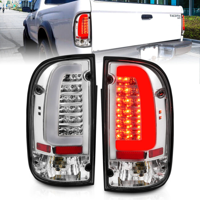 ANZO LED Tail Lights, Chrome Housing, Clear Lens - 1995-2000 Toyota Tacoma - ANZO part 311355