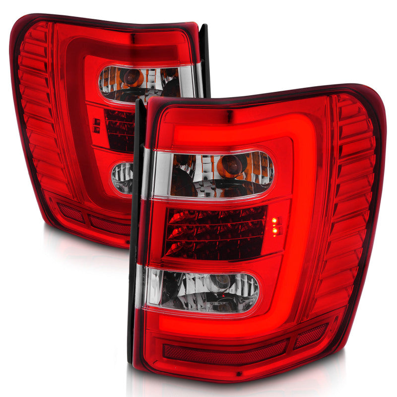 ANZO LED C-Bar Tail Lights, Chrome Housing, Red/Clear Lens - 1999-2004 Jeep Grand Cherokee - ANZO part 311396 view 6