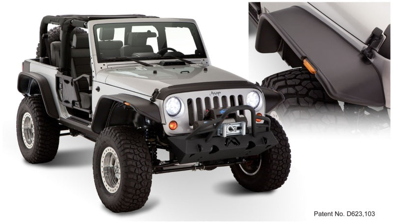 Bushwacker Flat Style Flares 4pc Fits 2-Door Sport Utility Only for 2007-2018 Jeep Wrangler - Black