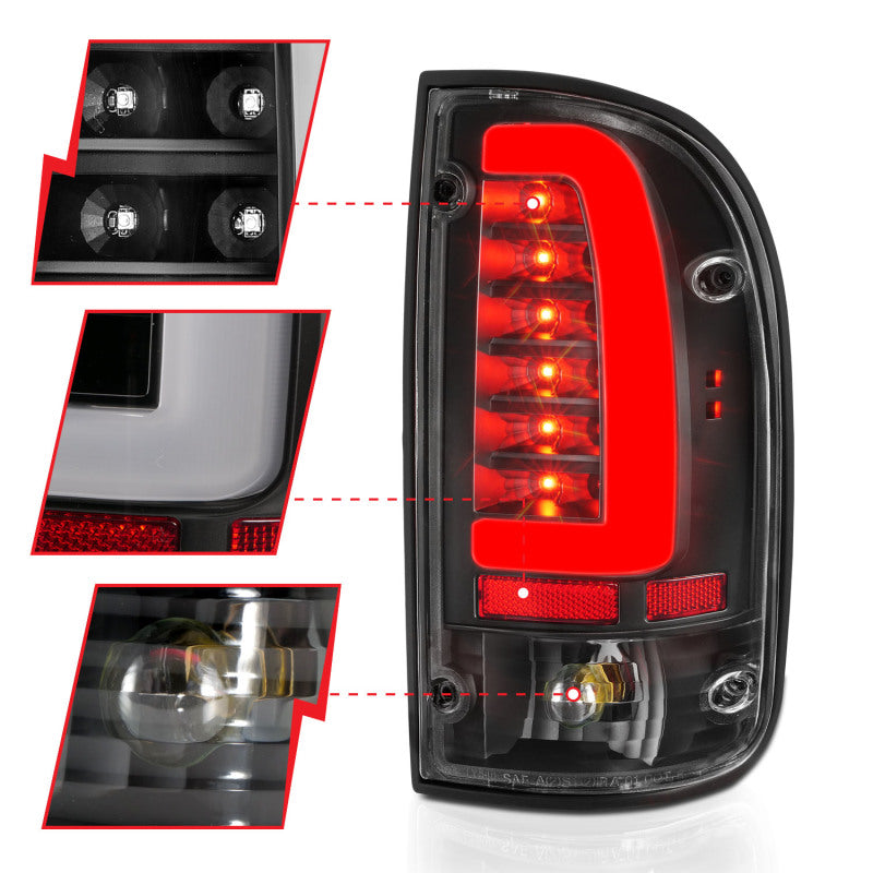 ANZO LED Tail Lights, Black Housing, Clear Lens - 1995-2000 Toyota Tacoma - ANZO part 311353 view 3