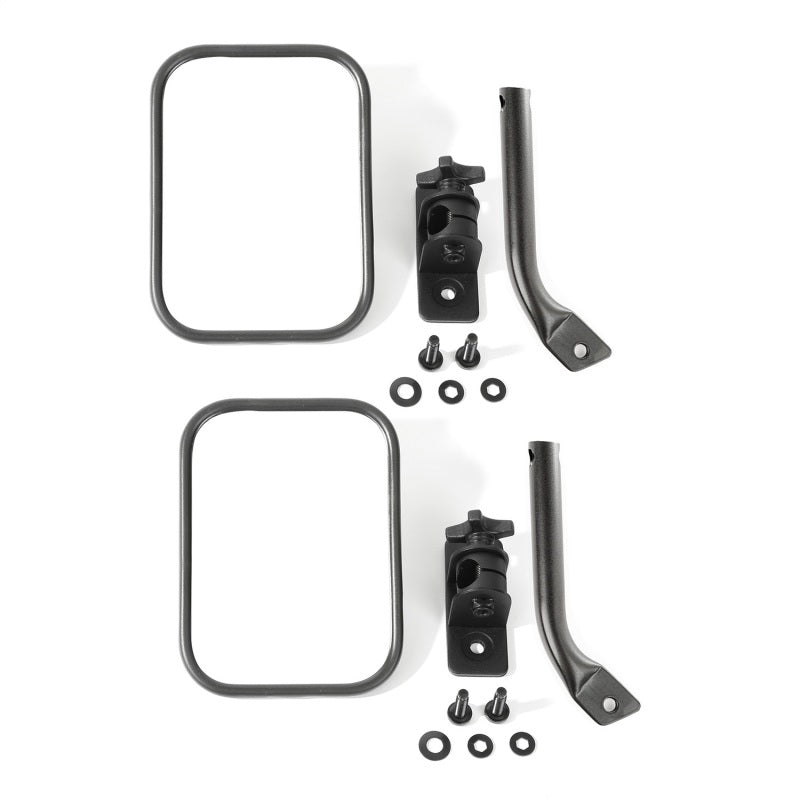 Rugged Ridge Textured Black Rectangular Stubby Trail Mirror Kit for 1997-2018 Jeep Wrangler