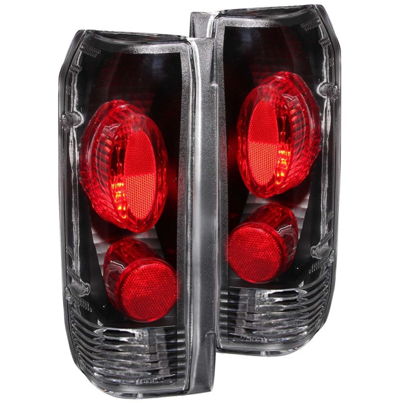 ANZO Euro Tail Lights, Black - 1987-1996 Ford F-150, 1989-1998 Ford F-250/F-350/F-450, 1988-1996 Ford Bronco - ANZO part 211062