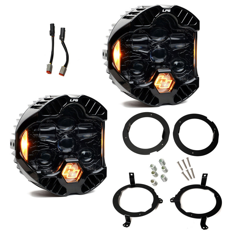Baja Designs SAE & DOT Road-Legal LED Light Kits - Jeep Wrangler & Gladiator - 18-25 Jeep Wrangler JL / 20-25 Gladiator JT DOT LP6 LED Headlight Kit - Amber (part 448303)