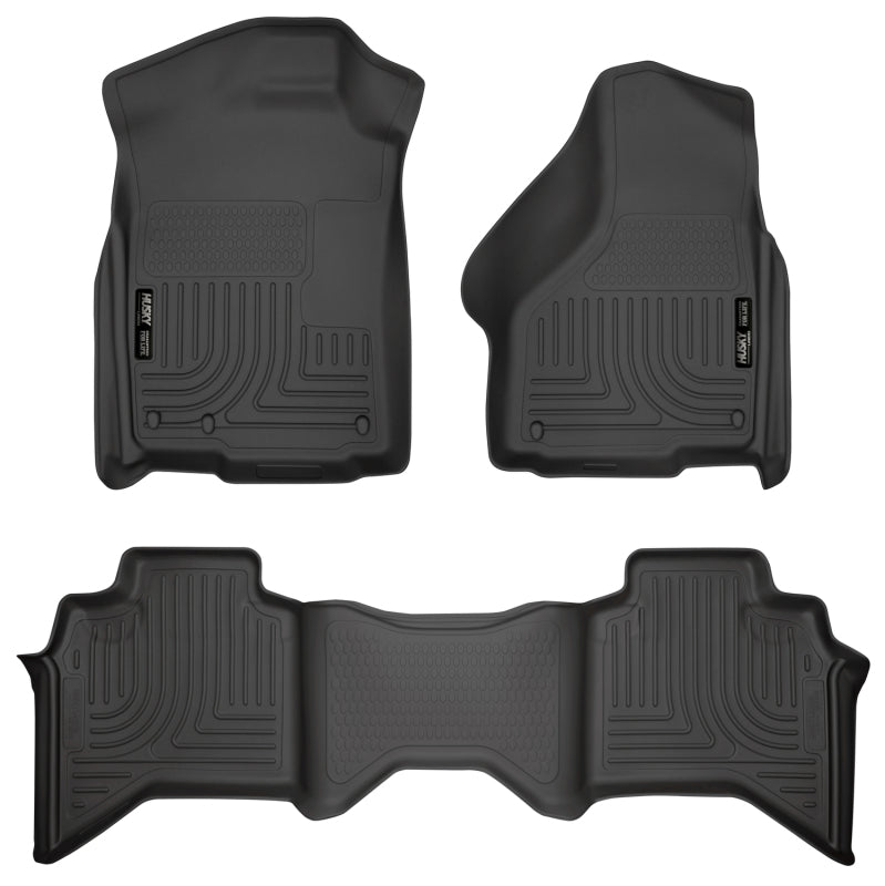 Husky Liners WeatherBeater Floor Liners - 03-08 Dodge Ram 1500/2500/3500 Quad Cab WeatherBeater Combo Black Floor Liners