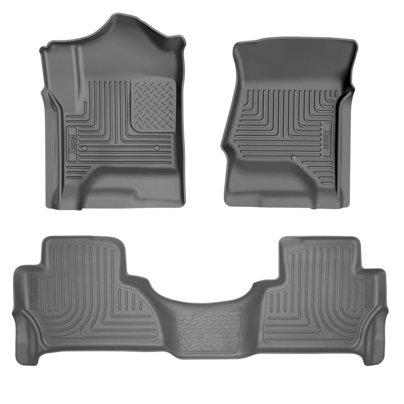 Husky Liners WeatherBeater Floor Liners - Chevy Tahoe/Suburban, GMC Yukon & Cadillac Escalade - 15-20 Cadillac Escalade Weatherbeater Front & 2nd Seat Floor Liners - Black Ribbed (part 93511)