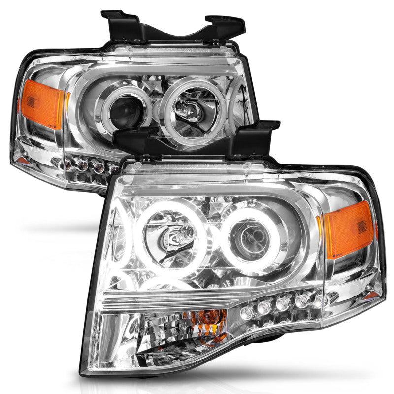 ANZO Projector RX Halo Headlights, Chrome - 2007-2014 Ford Expedition - ANZO part 111114 view 2