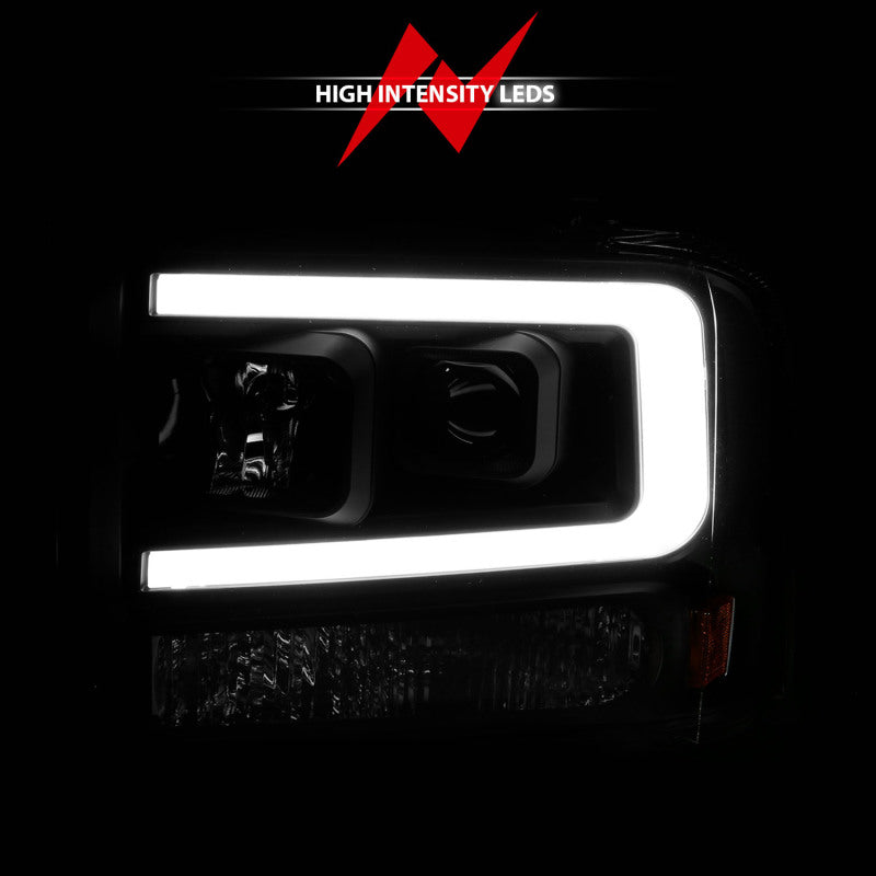 ANZO Projector Plank Style Headlights, Black - 2005-2007 Ford F-250/F-350/F-450/F-550, 2005 Ford Excursion - ANZO part 111551 view 4