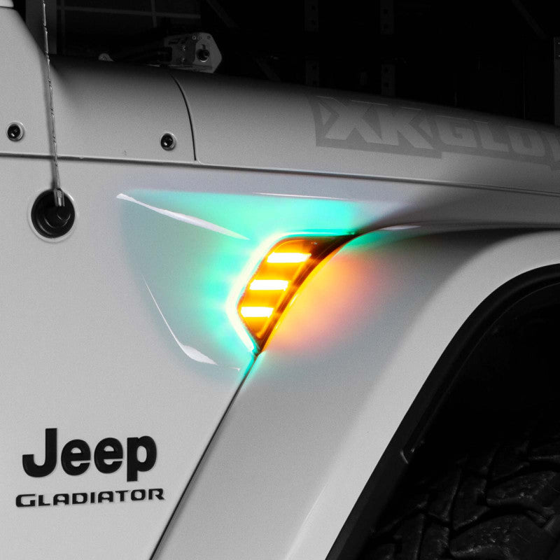XKGLOW XKchrome JEEP Air Vent Light Light RGB + Amber Turn Signal & Running - XK-VENT-RGB-KIT