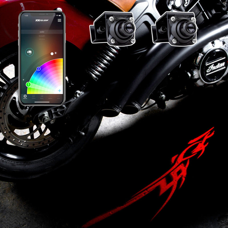 XKGLOW Curb FX Bluetooth XKchrome App Waterproof LED Projector Welcome Light Tatoo Style 2pc - XK-CFX-STA-TATOO