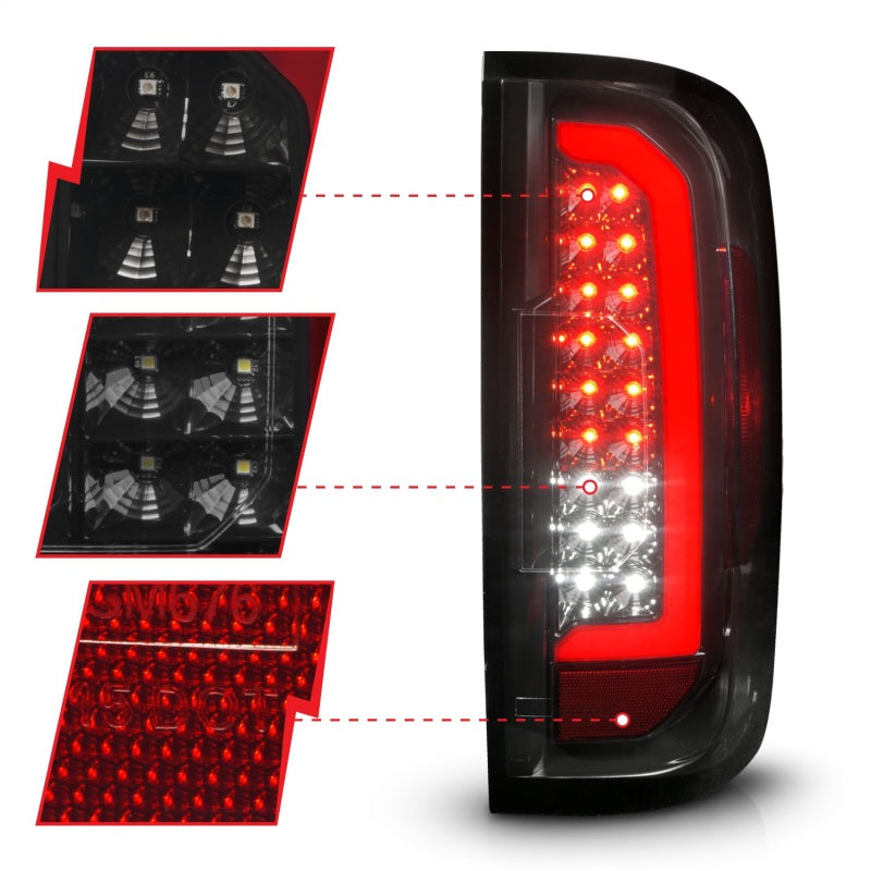 ANZO Full LED Light Bar Tail Lights, Black Housing, Smoke Lens - 2015-2022 GMC Canyon - ANZO part 311435 view 3