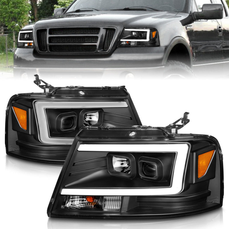 ANZO Projector C-Bar Headlights, Black - 2004-2008 Ford F-150 - ANZO part 111541