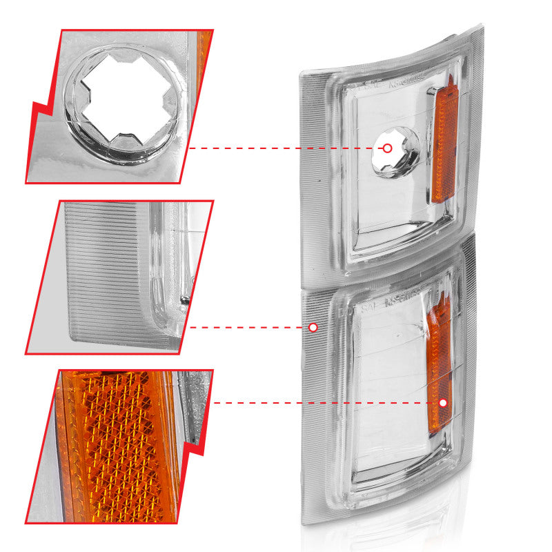 ANZO Corner Lights, Clear Lens, Amber Reflector - 1994 Chevy Blazer, 1994-1999 Chevy C/K 1500 & Suburban, 1994-2000 Chevy C/K 2500 & C/K 3500, 1995-1999 Chevy Tahoe - ANZO part 521041 view 3