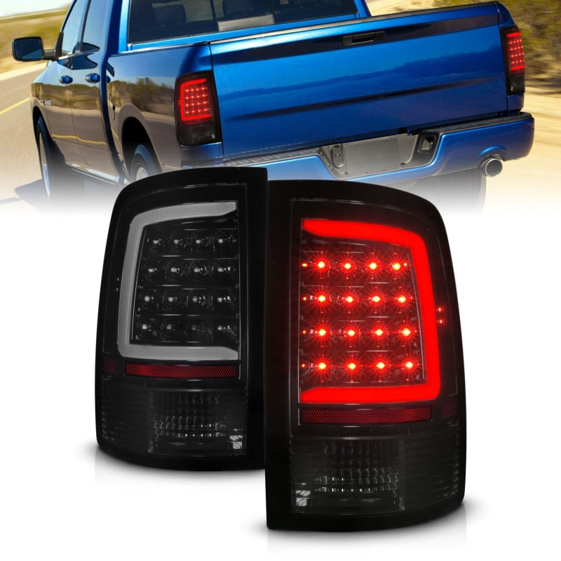 ANZO Full LED Sequential Tail Lights, Black Housing, Smoke Lens - 2009-2018 Ram 1500 - ANZO part 311453