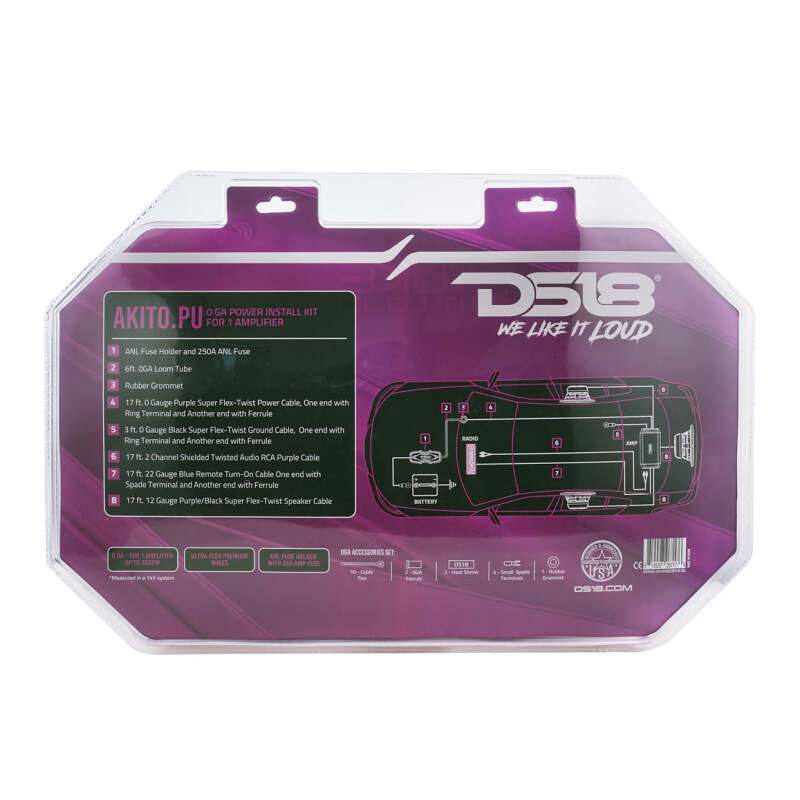 DS18 0-Gauge Amplifier Installation Kit - Advance - Purple - AKIT0.PU - view 3